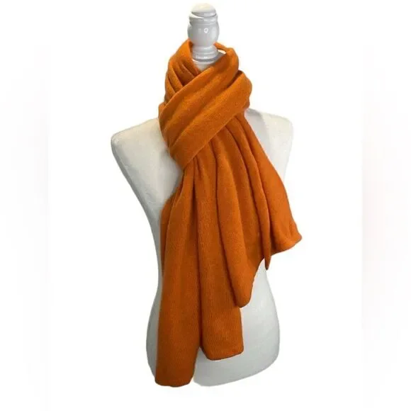 SCARF Orange Rectangular Oversized Very Soft - Picture 2 of 5